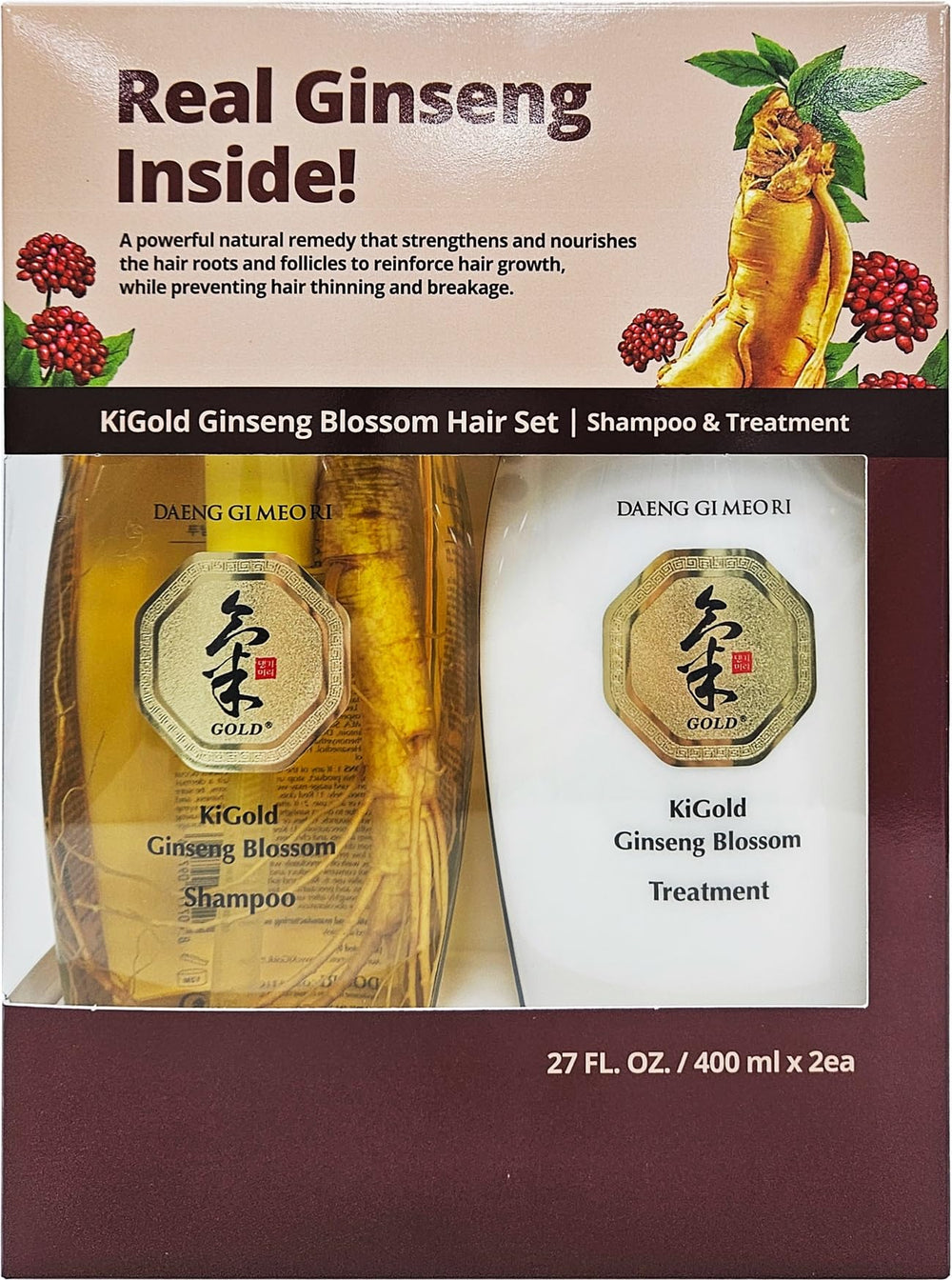 Shampoing Daeng Gi Meo Ri Ki Gold Ginseng Blossom en bouteille, mousse purifiante.