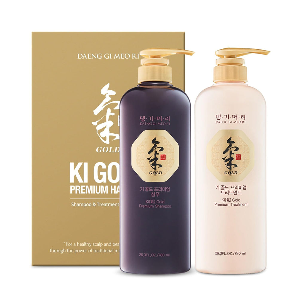 Daeng Gi Meo Ri Ki Gold: bouteille élégante, hydratation pour cheveux secs et rêches.