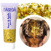DAGEDA Gel pailleté Or pour visage, éclat lumineux et application précise.