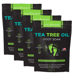 Daily Remedy bain-pieds arôme boisée et fraîcheur grâce à l’huile d’arbre à thé et sel d’Epsom.