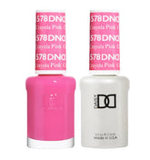 Daisy DND Crayola Pink 578 gel polish swatch with vibrant neon color and lasting gloss
