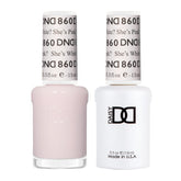 DAISY DND gel polish bottle in She’s White? She’s Pink? shows translucent pink versatility.