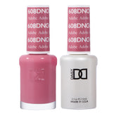 Daisy DND vernis gel rose Adobe 608, couleur profonde et couvrante.