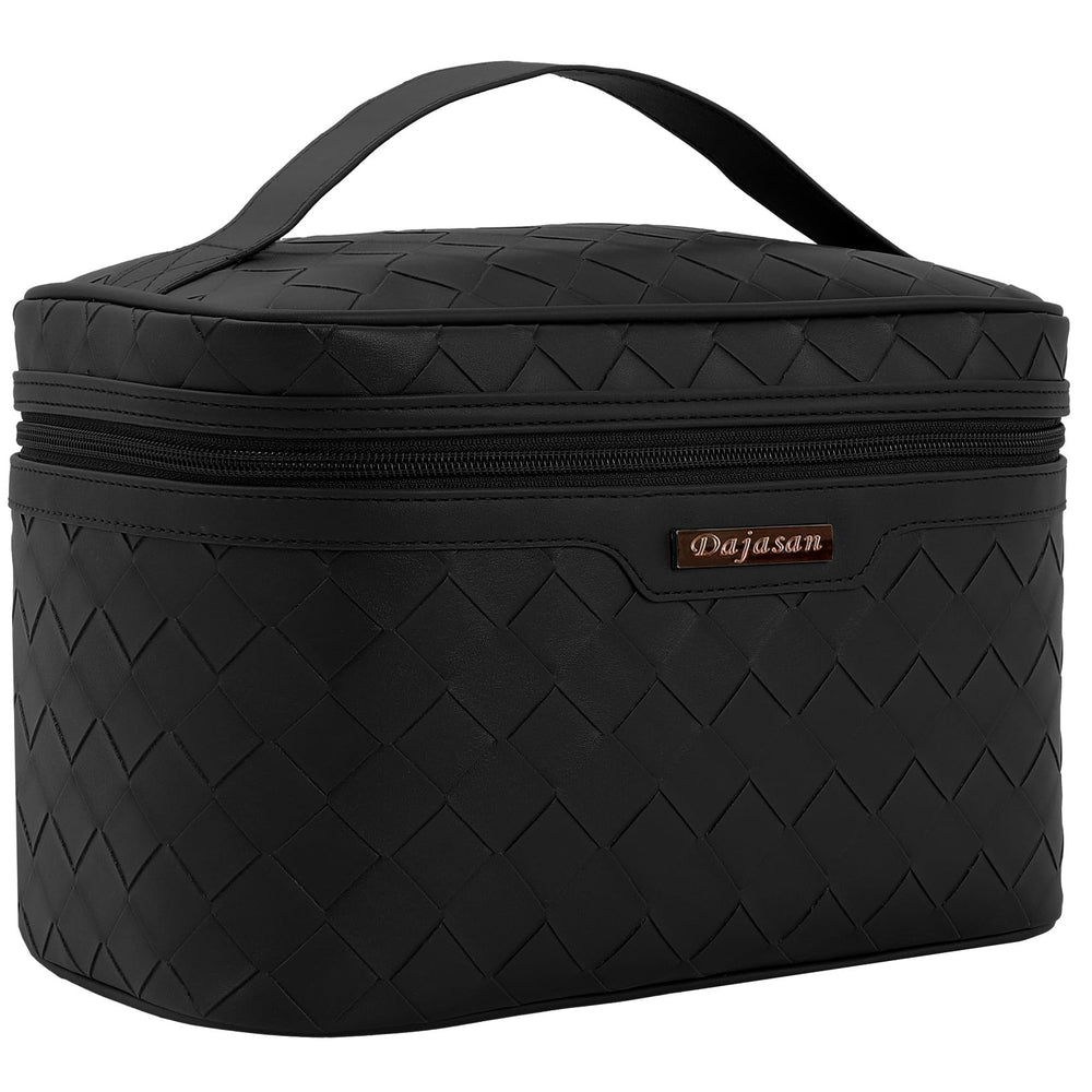 Trousse de maquillage Dajasan noir à grande capacité, parfaite pour voyager.