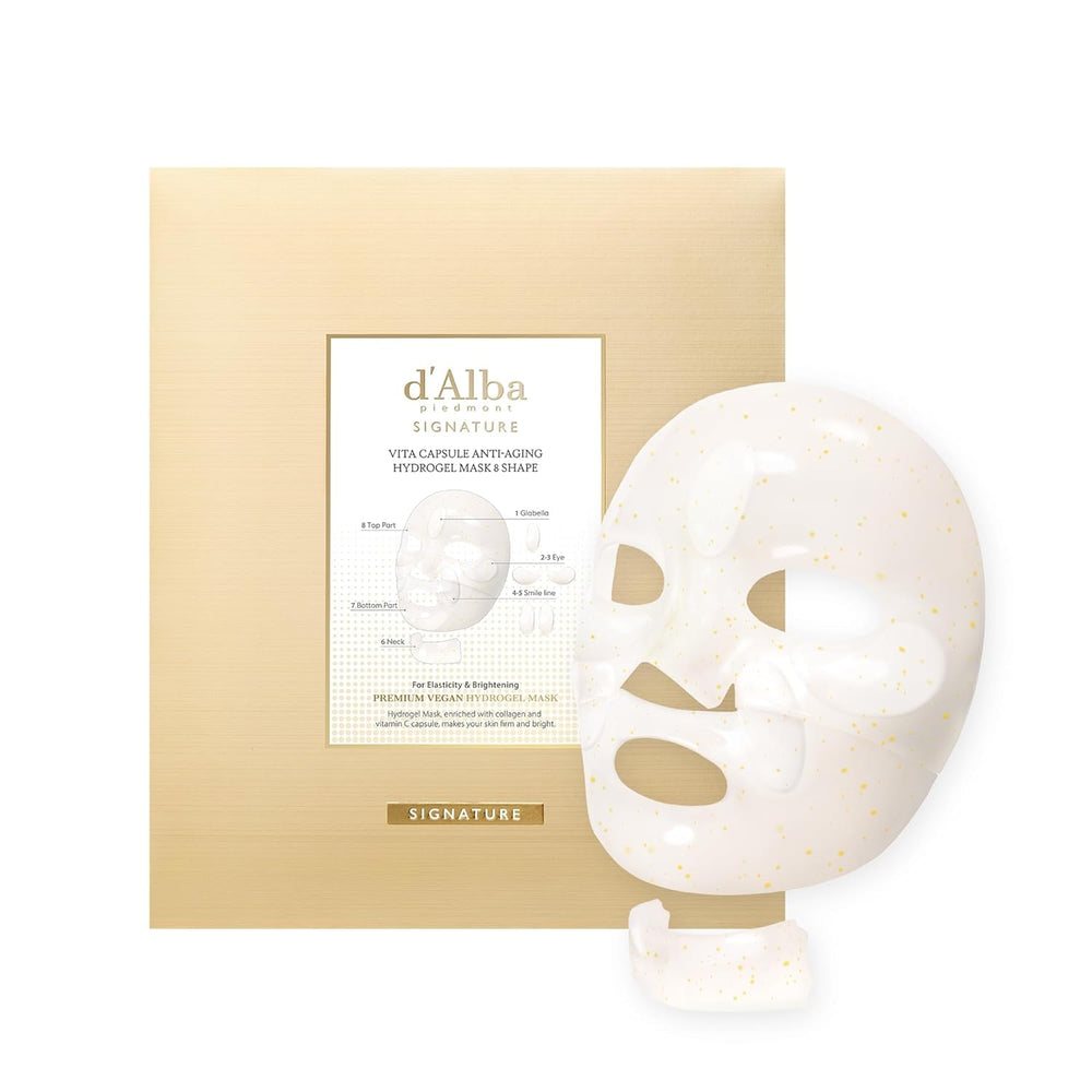 Masque hydrogel 8-formes de d'alba Piedmont – hydratation nourrissante pour le visage.