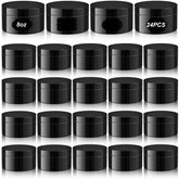 Lot de 24 bocaux noirs Dandat 250 ml avec étiquettes pour organisation.
