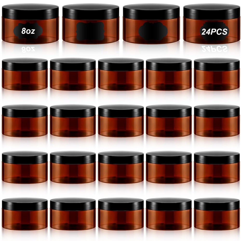 Pot ambré Dandat 8oz avec étiquettes pour identifier rapidement le contenu.