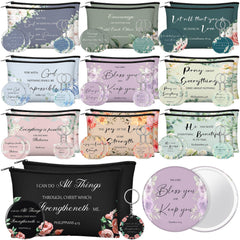 Dansydaisy poches canvas versets bibliques, idéal pour maquillage et inspiration.