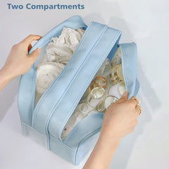 DAPOWER sac toilette bleu XL avec fermeture éclair robuste pour la sécurité.