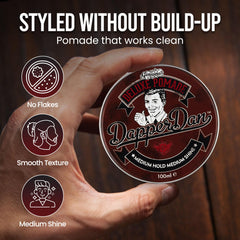 Deluxe Pommade Dapper Dan, brillance moyenne pour un fini naturel et professionnel.