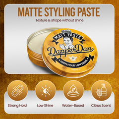 Texture-cheveux : fixation flexible et naturelle avec Dapper Dan Matt Paste.