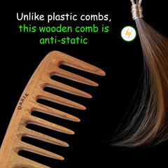 Darık Profesyonel Ahşap peigne bois-dents-larges anti-statique pour cheveux sans frictions.