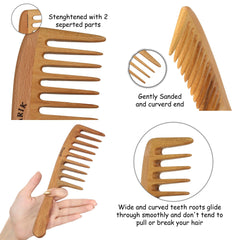 Darık Profesyonel Ahşap peigne bois-dents-larges usage quotidien et soin du cuir chevelu.