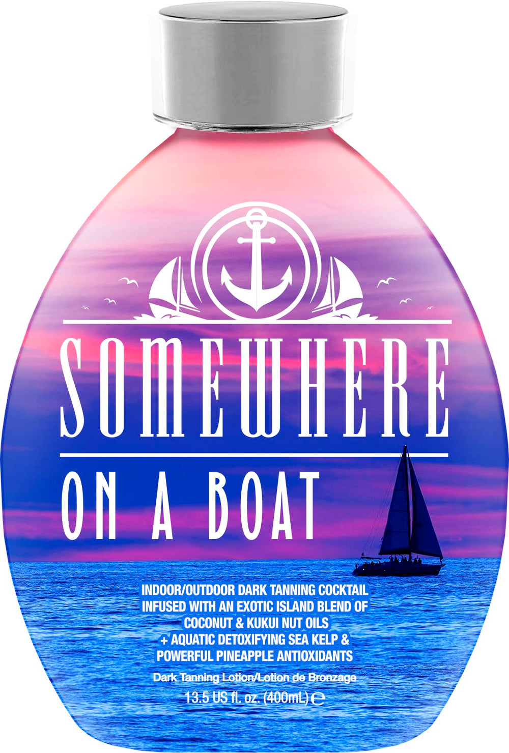 Lotion Somewhere on a Boat DARK TANS EXCLUSIVE, bronzage intérieur sans bronzer, parfum coco-ananas