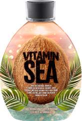 Dark Tans Exclusive Vitamin Sea natural bronzer bottle highlights DHA-free formula for sensitive skin and even tanning