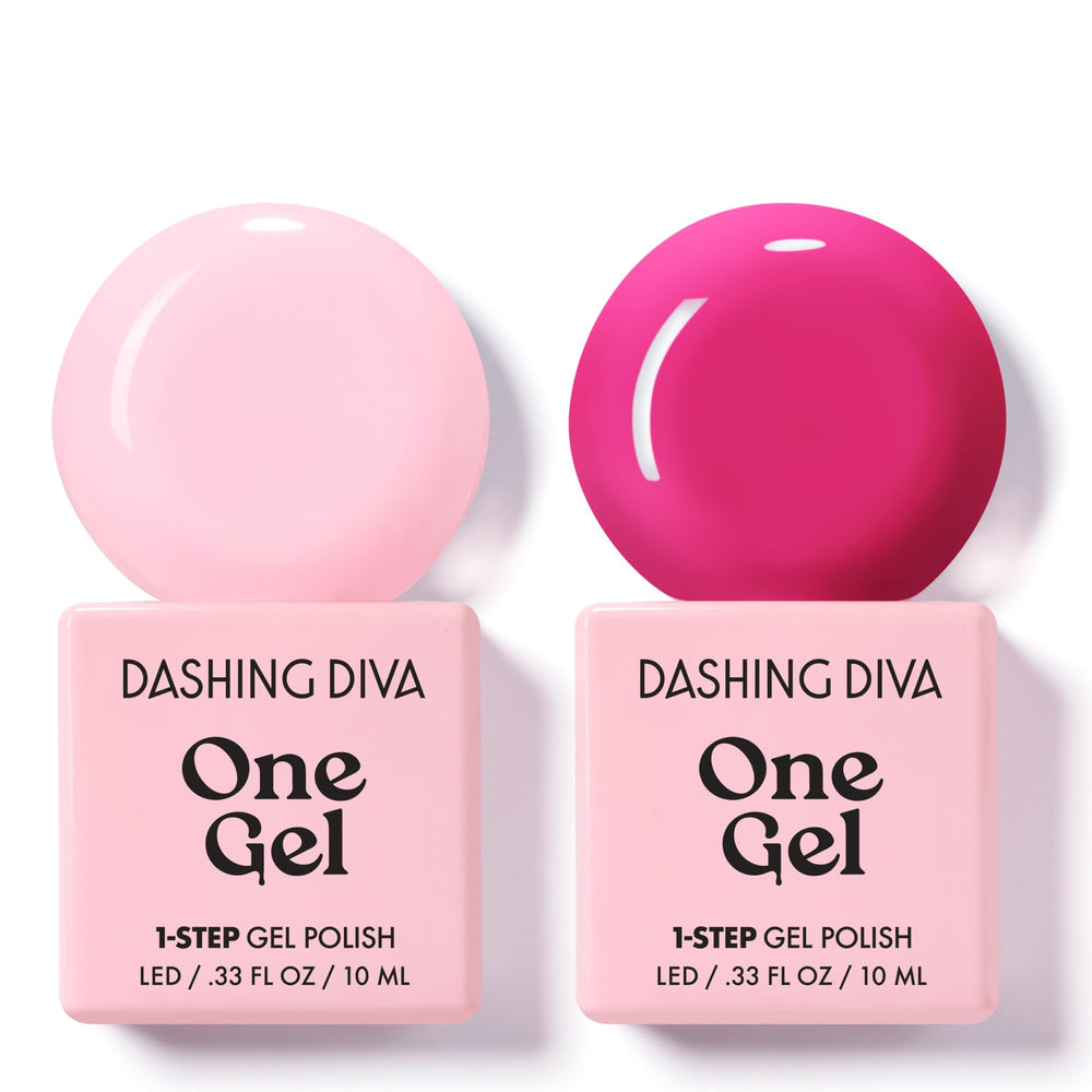 Dashing Diva One Gel Color Attitude bottle with bubblegum pink shade for long-lasting shine.