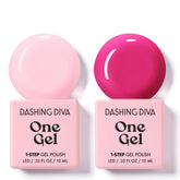 Dashing Diva One Gel Color Attitude bottle with bubblegum pink shade for long-lasting shine.