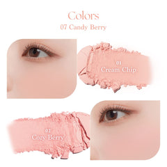 Dasique Blending Mood Cheek #07 Candy Berry, texture poudrée légère pour une application fluide.