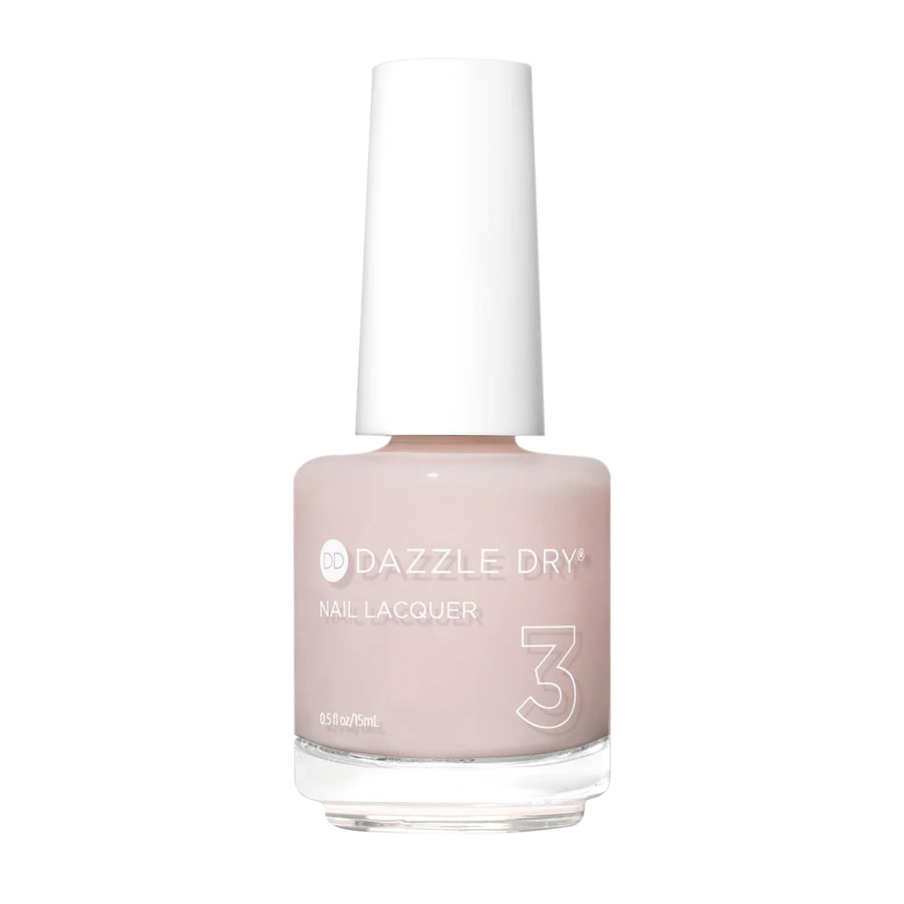 Dazzle Dry Peacefully Me, bouteille vue, teinte rose pâle naturelle et élégante.