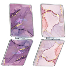 Miroir de poche dcdcee double-face rose marbre, pratique pour le maquillage rapide