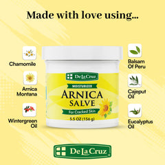 Application sur les mains, De La Cruz Arnica Salve apporte douceur.