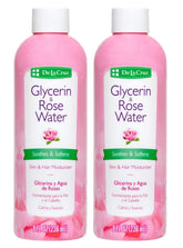 De La Cruz Rose Water and Glycerin bottle front view for skin hydration.