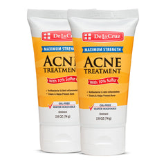 De La Cruz sulfur ointment bottle close-up showing 10% sulfur for cystic acne support.