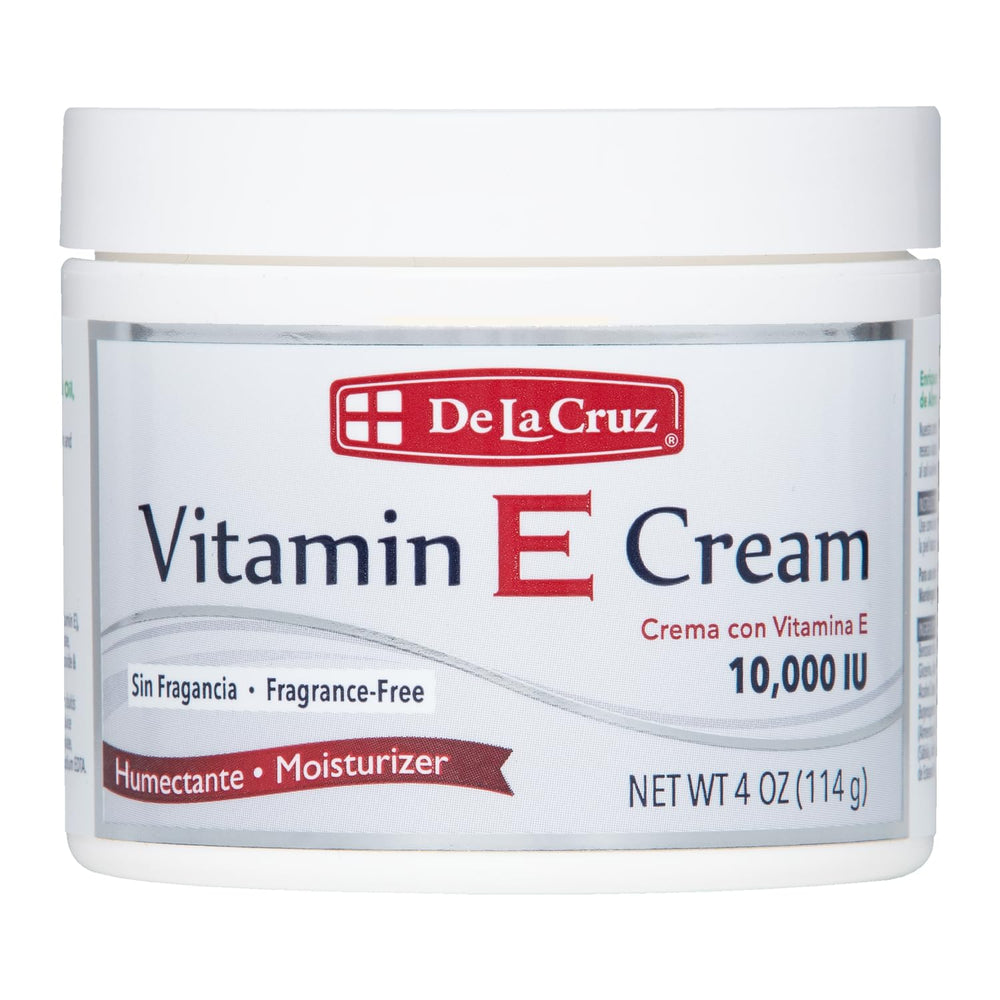 De La Cruz Vitamin E crème visage sans parfum, hydratation douce et absorption rapide.