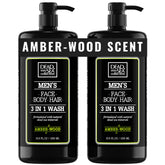 Dead Sea Collection Amber Wood, bouteille-pompe visible, parfait pour routine corps et cheveux.