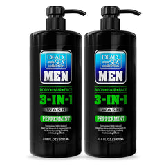 Dead Sea Collection gel douche menthe pour hommes, bouteille-pompe, nettoyage 3-en-1 pratique.