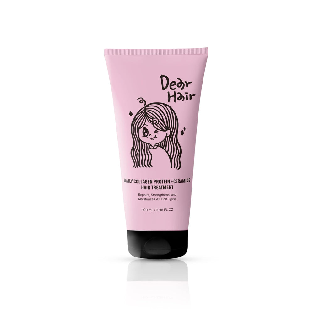 DEAR HAIR Soin quotidien collagene ceramide, flacon visible, nourrissant et protegeant les cheveux.