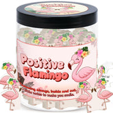 DEARMINE pot flamingo positif avec 60 cartes d'affirmations pour motivation quotidienne.