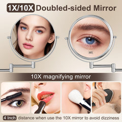 DECLUTTR miroir 10x détail visage, utile pour les retouches maquillage.