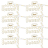 Pinces Deeka pour cheveux rectangulaires avec perles et ruban blanc, accessoire chic pour demoiselles d'honneur