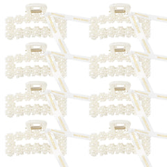 Pinces Deeka pour cheveux rectangulaires avec perles et ruban blanc, accessoire chic pour demoiselles d'honneur