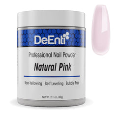 Poudre acrylique DeEnti rose naturel en flacon, finition lisse.