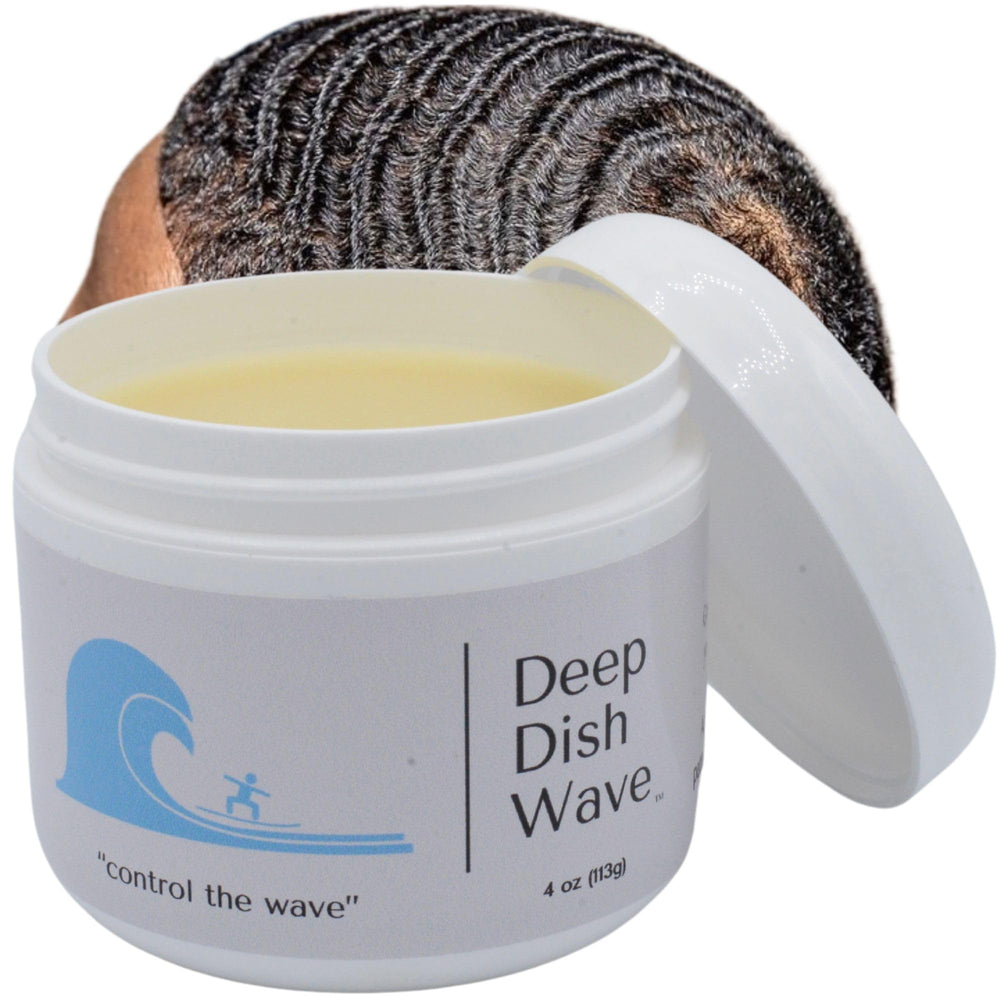 Deep Dish Wave Pomade: bouteille affichant des vagues 360 parfaitement définies.