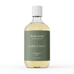 Deep Steep Bain Bulle Rosemary Menthe: bouteille prête pour une relaxation apaisante après le travail.