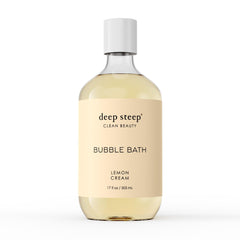 Deep Steep Bubble Bath Lemon Cream – bouteille élégante pour un bain doux et citronné.