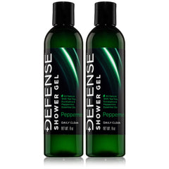 Defense Soap gel douche menthe-poivrée et arbre à thé, flacon pratique pour la douche post-entraînement.