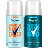 Degree déodorant spray mini-bouteille frais citron, pratique en déplacement et fraîcheur durable.