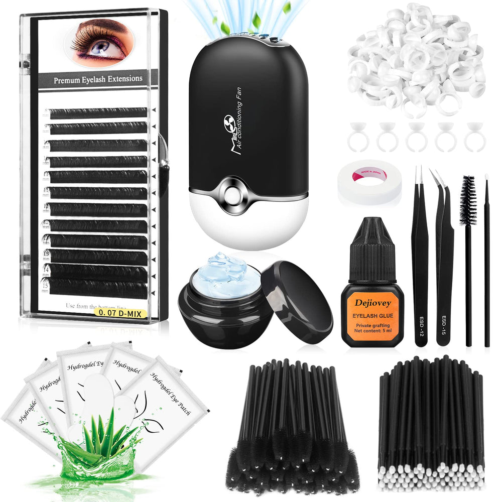Kit Dejiovey avec ventilateur USB pour le séchage rapide des extensions.