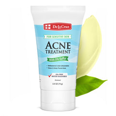 Pommade au soufre De La Cruz pour visage et corps, cible les imperfections visibles.