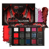DE'LANCI palette yeux gothique noir et rouge, regard intense durable et fumé.