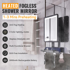 DeLanges Miroir Douche LED mode lumière 3000K pour un rasage précis.