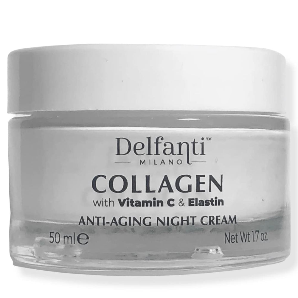 Delfanti Milano crème collagène en flacon, hydratation durable et teint uniforme.