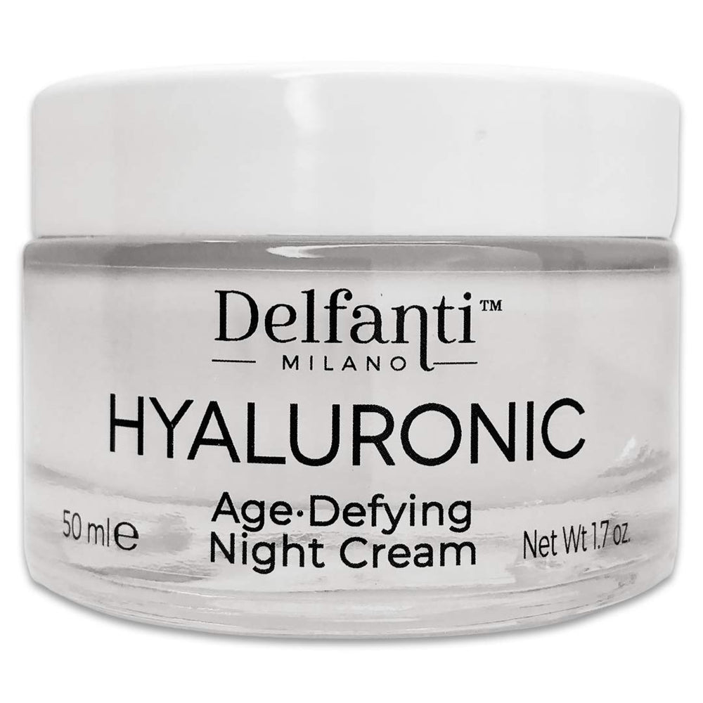 Delfanti-Milano crème nuit hyaluronique en flacon, hydratation en profondeur.