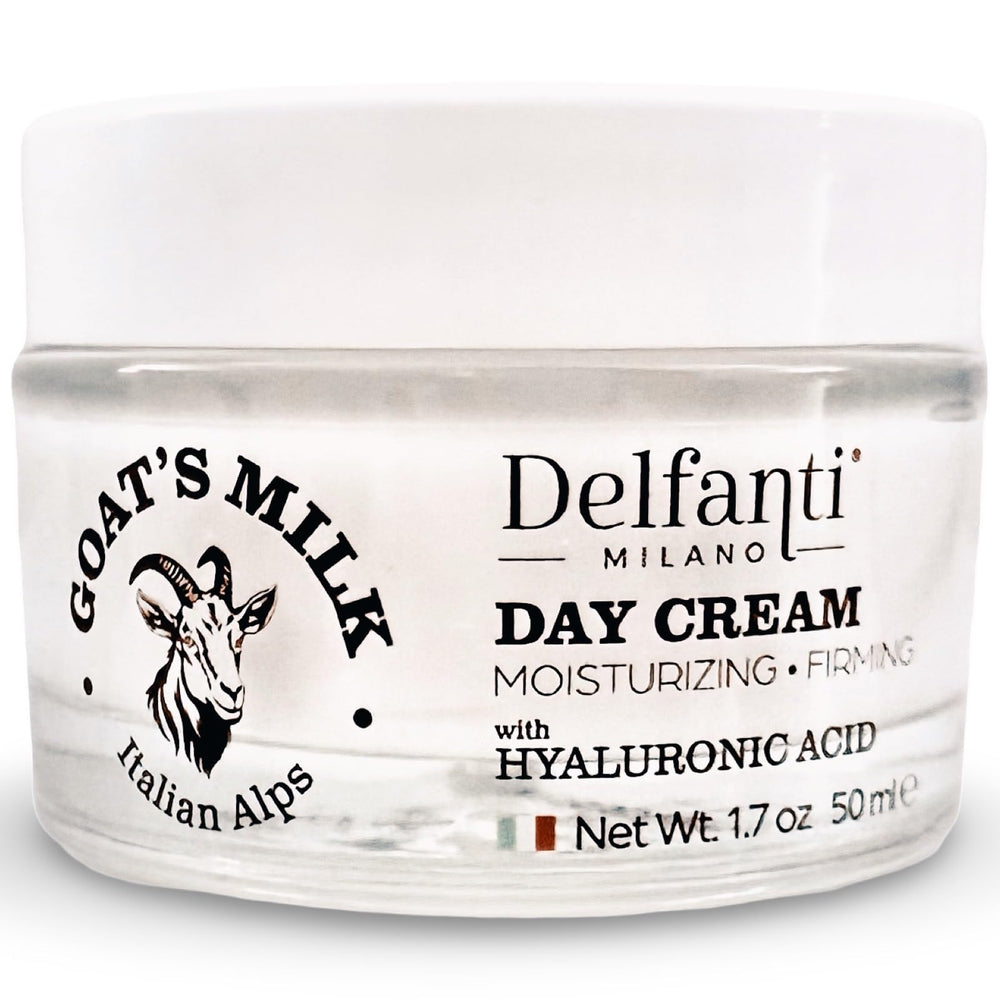Delfanti-Milano goat's milk hyaluronic day cream for face and neck, deeply hydrating and soothing.