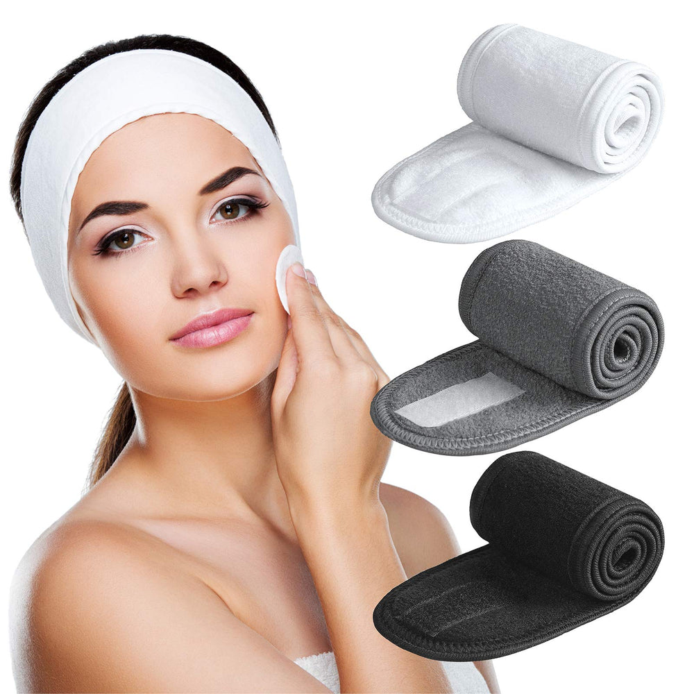 Denfany Bandeau Spa 3 pièces, microfibre douce, idéal pour le soin du visage.