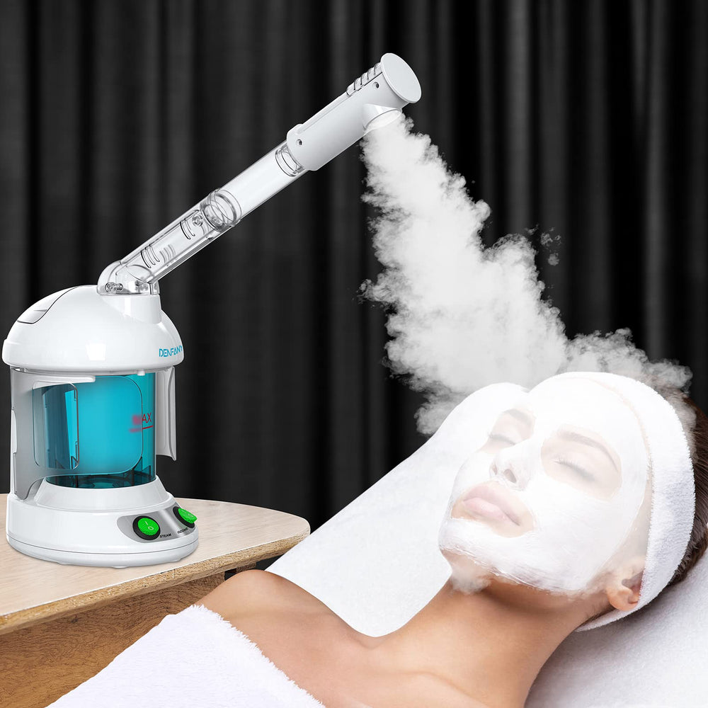 DENFANY vaporisateur visage nano ionique avec bras extensible pour soin à domicile.